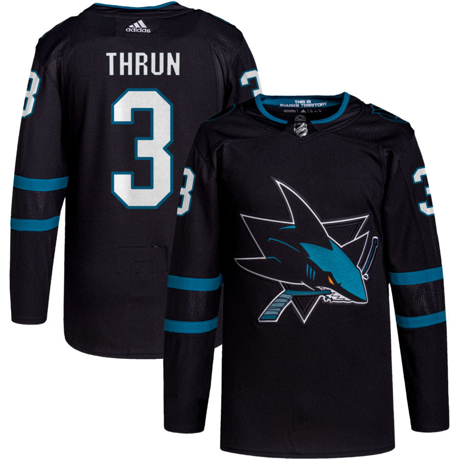Henry Thrun San Jose Sharks adidas Alternate Primegreen Authentic Pro Jersey - Black