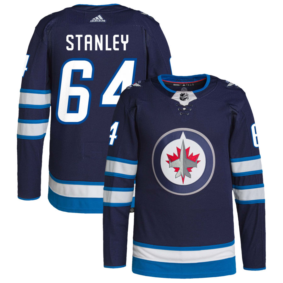 Logan Stanley Winnipeg Jets adidas Home Authentic Pro Jersey - Navy